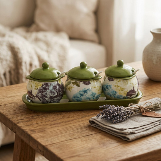 Porcelain Spice Jar Set - 4 Pcs